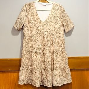 Pink Lily Leopard Print Babydoll Dress- Size Large